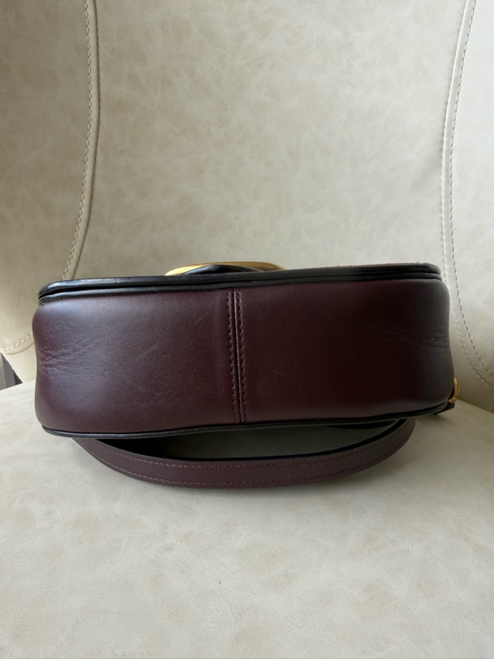 Coach Burgundy Leather Crossbody Saddle Bag with Gold Hardware - Picture 7 of 9